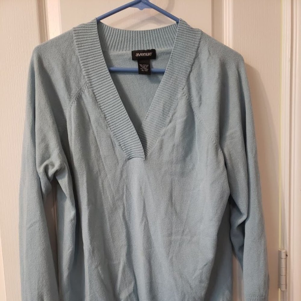 Avenue Light Blue Knit Top